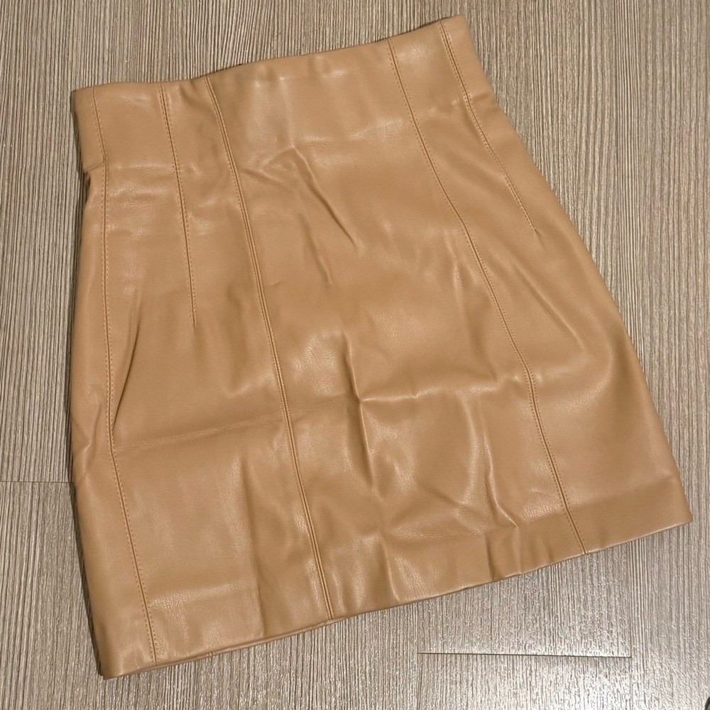 Zara Tan Leather Mini Skirt